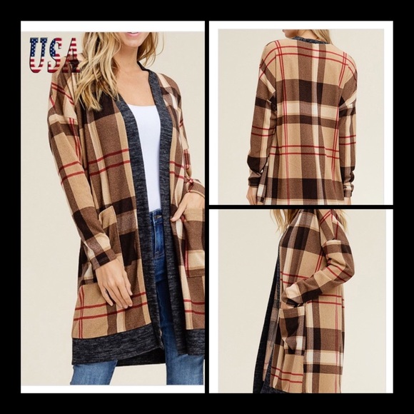 Sweaters - ▪️LAST 1 ▪️Checkered Print Cardigan/Pockets